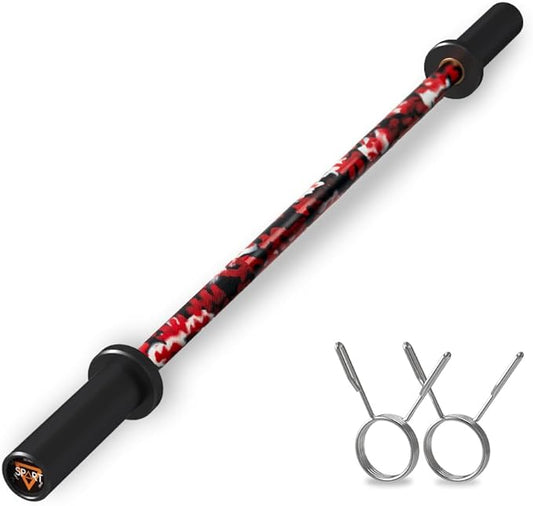 4FT Olympic Barbell Bar, 47Inch Straight Weight Bar with 2 Collars, Solid Olympic Bar with Bearings, 500Lbs Capacity Weightlifting Bar for Home Gym Strength Training, Suitable for 2 Inch Plates