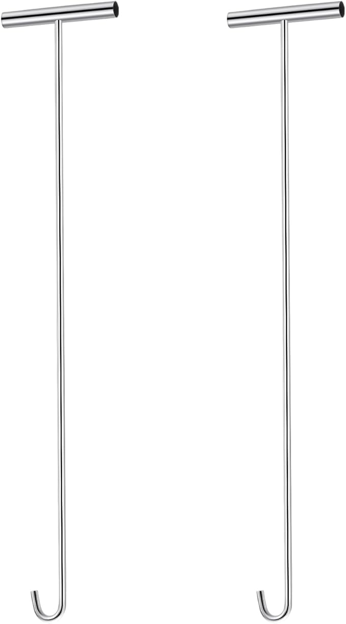 Zonon 2 Pack 31" 5th Wheel Pin Puller Solid Steel Chrome Plated Fifth Wheel Pin Puller Heavy Duty Portable Type Lifting Hooks for Pulling Storm Drain Manhole Covers, J Hook