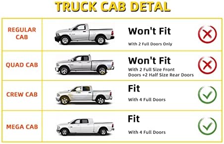 Window Visor Rain Guards Compatible with 2009-2023 Dodge Ram 1500, 2010-2024 Dodge Ram 2500/3500 Crew Cab & Mega Cab Wind Deflector Vent Visors for Trucks Accessories Tape-On 4 Pieces