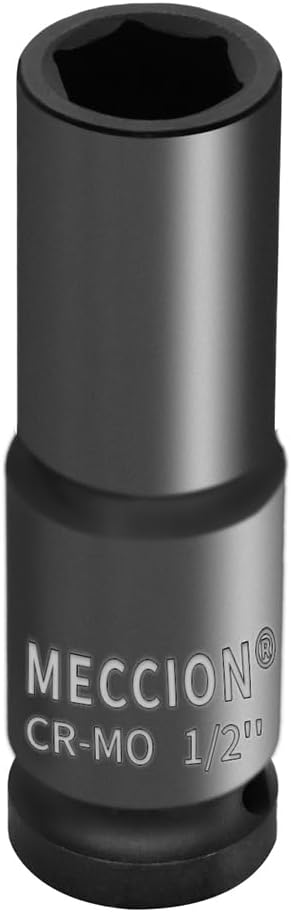 Meccion 1/2 Inch Drive Impact Socket 1/2 inch SAE, 6 Point Cr-Mo Deep Impact Socket, 78mm Length
