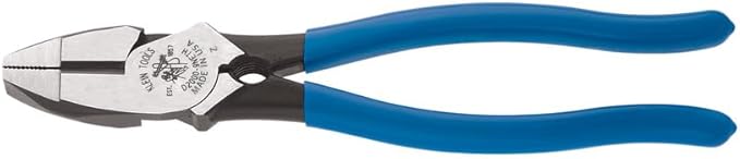Klein Tools D2000-9NETH Lineman's Bolt-Thread Holding Pliers, Made in USA, High-Leverage Streamline Design with Rounded Nose and Knurled Jaw, 9-Inch