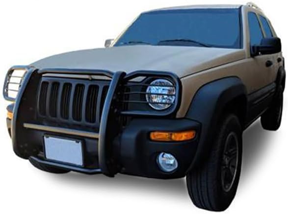 Black Horse Grille brush Bumper Guard Modular Black Compatible with 2002-2007 Jeep Liberty-17EH26MA
