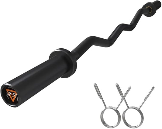 Olympic EZ Curl Bar, 47INCH/4FT Strength Training Curling Bar with Knurled Grip, Chrome Finish, Copper Sleeve Barbell for 2-inch Weight Plates, 500 LBS Capacity