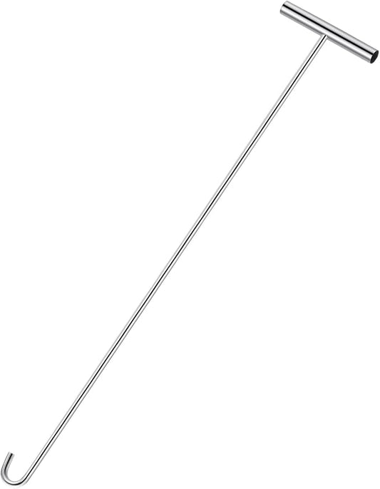 Zonon 1 Pack 31" Fifth Wheel Puller 5th Wheel Pin Puller for Semi Truck Cotter Spring Pulling Tool Solid Steel Dock Hooks Portable Type Lifting Hook for Pulling Storm Drain Manhole Covers (Sliver)