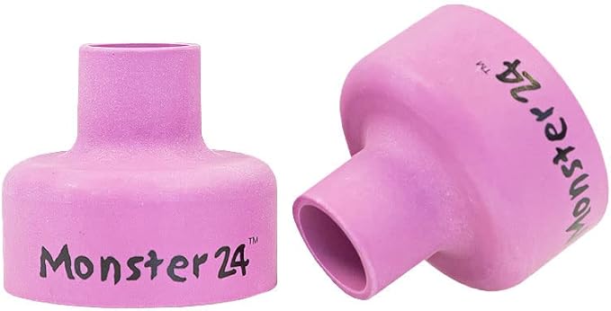 Monster #24 Ceramic Alumina TIG Cup Gas Nozzle for Welding Torch, 1.5" Orifice x 1" Long - 2 Pack