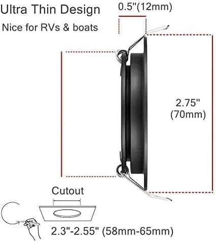 Spring-Type 12 Volt Recessed Lights for RV Boat Trailer Camper-Daylight 6500K 3W 270 Lumens, Low Voltage Downlights Dimmable, Pack of 6