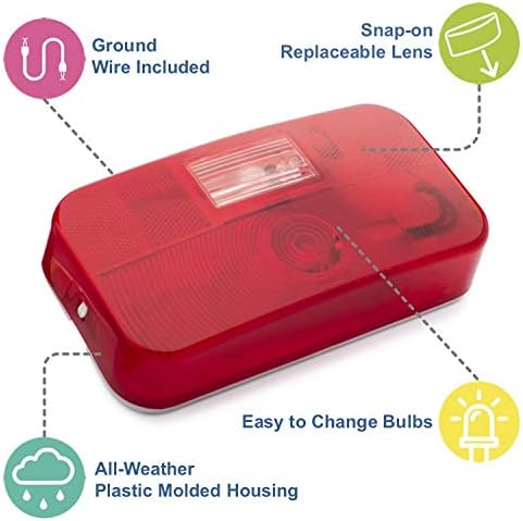 Lumitronics Red Surface Mount Light, Stop/Turn/Tail/Backup for RV, Trailer, Camper, 5th Wheel and Motorhomes (White)