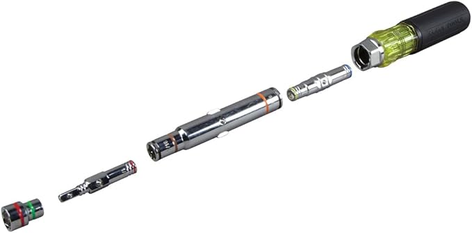 Klein Tools 32807MAG 7-in-1 Nut Driver, Magnetic Driver has SAE Hex Nut Sizes 1/4 to 9/16-Inch, Cushion Grip Handle for Added Torque