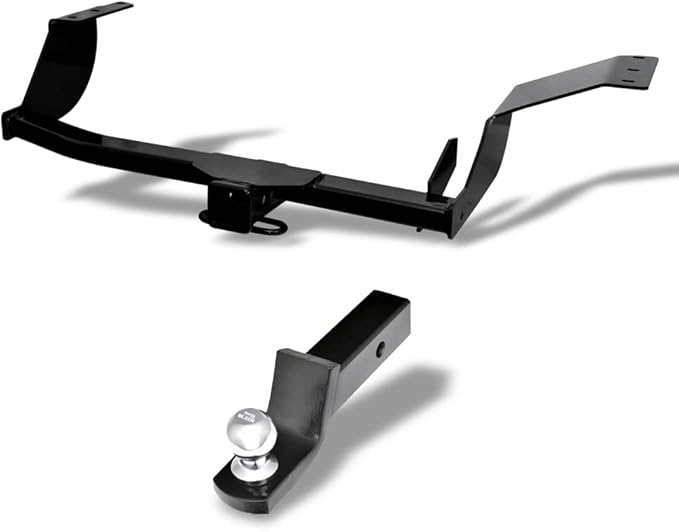 7422448366372 Compatible with 2007-2013 Mitsubishi Outlander Class 3 III Black 2" Receiver Trailer Hitch with 2 Inch Drop Loaded Ball Mount