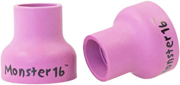 Monster #16 Ceramic Alumina TIG Cup Gas Nozzle for Welding Torch, 1" Orifice x 1" Long - 2 Pack