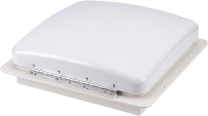 12V RV Roof Fan Vent 14'' 10-Speed Reversible Manual Lift Trailer Camper Van Lid (White)…