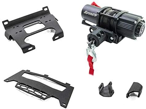 SuperATV 3500 lb Black Ops Winch with Heavy Duty Winch Mounting Plate for 2016 Polaris RZR XP Turbo/RZR XP 4 Turbo | Complete kit ready for install