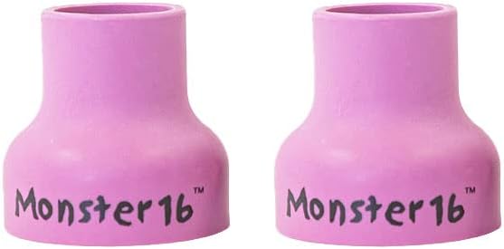 Monster #16 Ceramic Alumina TIG Cup Gas Nozzle for Welding Torch, 1" Orifice x 1" Long - 2 Pack
