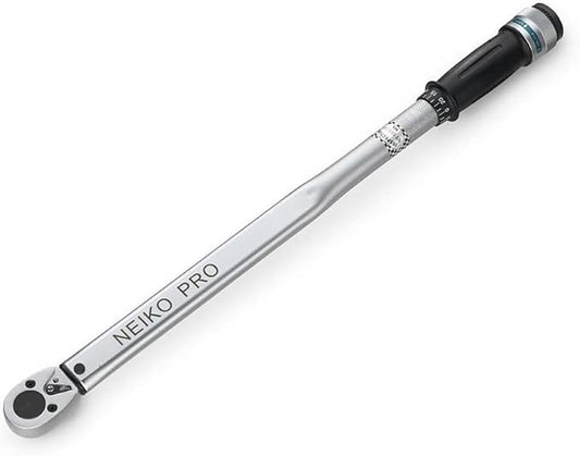 Neiko PRO 03709B 1/2-Inch-Drive Torque Wrench, 25-Inch Adjustable Click Torque Wrench, Made with Chrome Vanadium CrV Steel, SAE