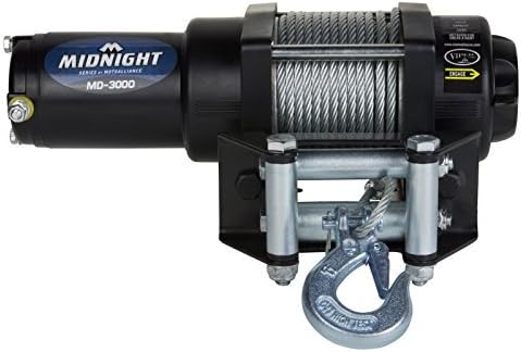 MotoAlliance UTV/ATV 3000lb Winch Kit - 1.1 HP 50 feet Durable Steel Winch Cable for Off Road Trailer Towing - VIPER Midnight Waterproof Winch
