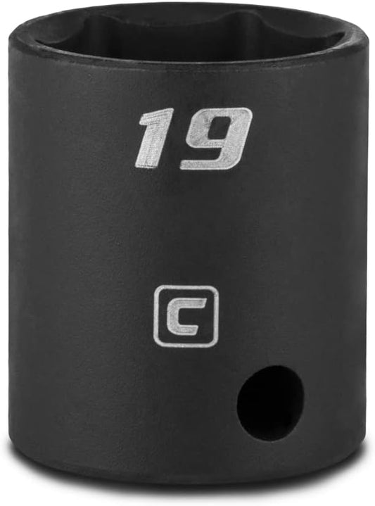 Capri Tools 19 mm Shallow Impact Socket, 3/8-Inch Drive, 6-Point, Metric