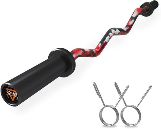 Olympic EZ Curl Bar, 47INCH/4FT Strength Training Curling Bar with Knurled Grip, Chrome Finish, Copper Sleeve Barbell for 2-inch Weight Plates, 500 LBS Capacity