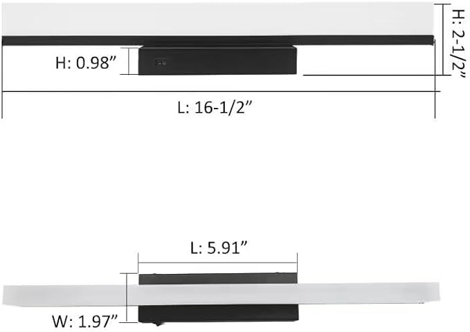 Facon 16.5Inch 12V LED RV Vanity Lights Fixtures with On&Off Switch, Matt Black Finished, RV Wall Sconces Bathroom Mirror Light with Acrylic Lens, 12Volts DC for RV, Camper, Motorhome