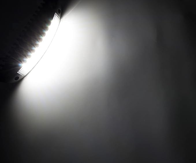 Raycharm 9.1" RV Low-Profile LED Awning Light Fixture, 40° Down Angle Focused Flood Beam, 6000K Cool-White, High Light-Output Low Ampere, Aluminum Housing Black Finish, 12V/24V, 1-Pack