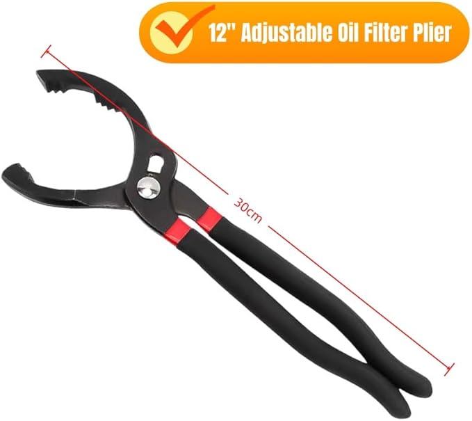 Adjustable Oil Filter Wrench，12”Universal Oil Filter Wrench，Automotive Oil Filter Removal Tool for Oil Change