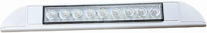 10 inch RV LED Awning Porch Light Fixture, 6000K Cool White High Lumen Output Low Current Draw 12V/24V DC, Down Angle Beam,Plastic Housing White Finish, for Camper Truck Trailer, 2 Pack