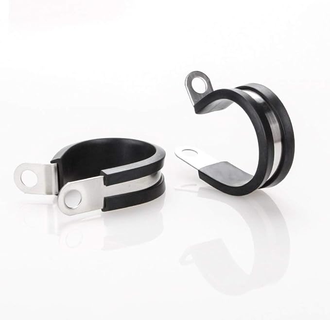 LOKMAN 20 Pack 1/2 Inch Stainless Steel Cable Clamp, Rubber Cushioned Insulated Clamp, Conduit Wire Holder Strap Clips for Tube, Pipe or Wire Cord Installation