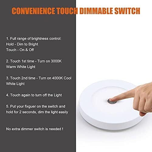 Facon 7.5-Inch 12V LED RV Ceiling Dome Light with Touch Dimmer Switch, 3000K/4000K Adjustable Color Temp, 12Volts Interior Light for RV Motorhome Camper Marine, ETL Listed