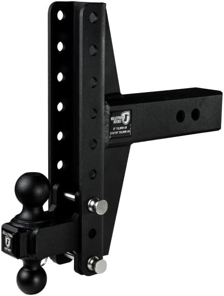 BulletProof Hitches - 3.0" Adjustable Heavy Duty Trailer Hitch (22,000 lb. Rating) - Offset 4" & 6" Drop/Rise Trailer Hitch with 2" & 2-5/16" Dual Ball - Powder Coat, Solid Steel, Corrosion-Resistant