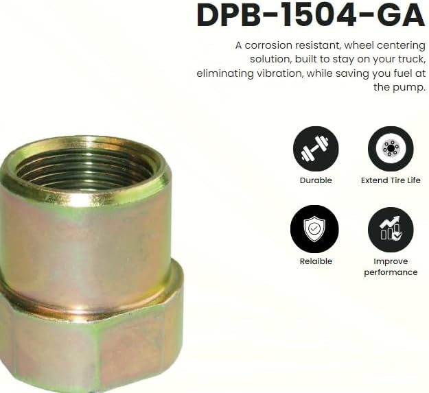 TRU-BALANCE B-1504 Threaded Wheel Centering Sleeves for Steer Axles w/Aluminum Wheels, Pack of 6 – Notice: Requires 1.25" Brake Drum Hole Diameter and .50" Depth