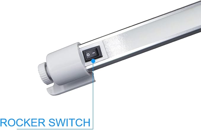 Raycharm Interior LED Ceiling Light 35.4" Compact Size, 6000K Cool-White Even Diffused Beam, 180° Rotating Versatile Mounting Feet, 12V/24V DC, Integrated On/Off Rocker Switch for RV Boat, 1-Pack