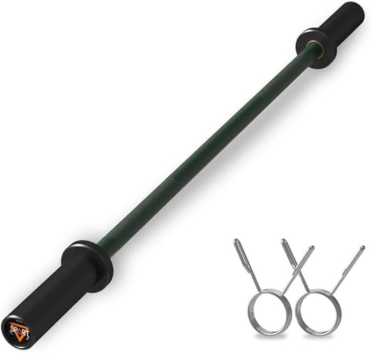 4FT Olympic Barbell Bar, 47Inch Straight Weight Bar with 2 Collars, Solid Olympic Bar with Bearings, 500Lbs Capacity Weightlifting Bar for Home Gym Strength Training, Suitable for 2 Inch Plates