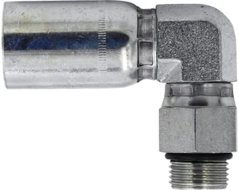 1/4" Hose x #4 SAE/ORB Male Swivel 90 Degree Elbow/Corner Hydraulic Hose End Crimp Fitting | MBX90-04-04 (10-PACK)