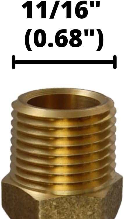 1/2" Hose x 3/8" NPTF Male Pipe Thread Brass Barb Connector Fitting (5-PACK) | 102-0806C