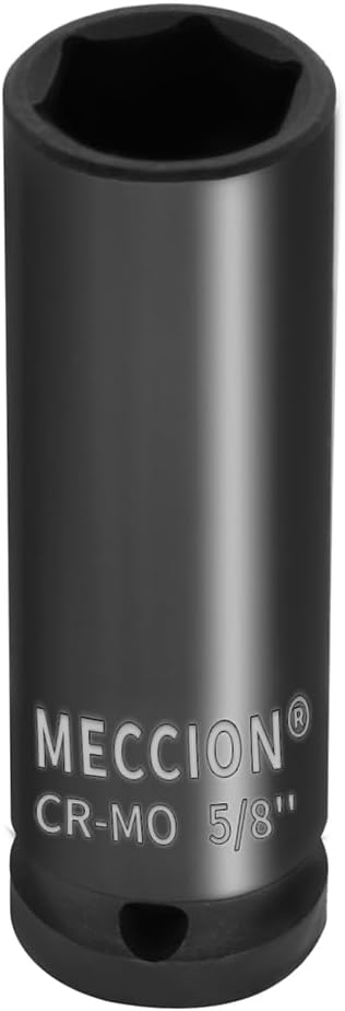 Meccion 1/2 Inch Drive Impact Socket 5/8 inch SAE, 6 Point Cr-Mo Deep Impact Socket, 78mm Length