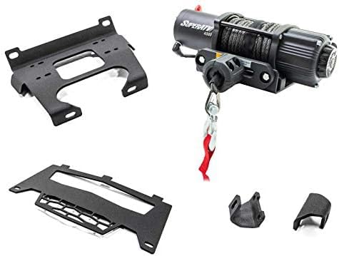SuperATV Black Ops 4500 lb Winch with Winch Mounting Plate for Polaris RZR 900/900 S / 4 900 (For Machines Manufactured After 9/1/2014) | Complete RZR Winch Kit Ready for Install