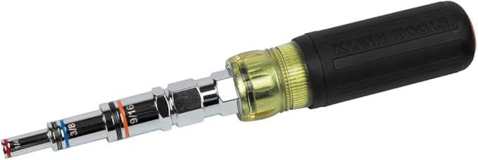 Klein Tools 32809MAG 9-in-1 Multi-Nut Driver Tool, Magnetic SAE Pass Through Driver with Hex Nut Sizes 3/16 to 3/4-Inch