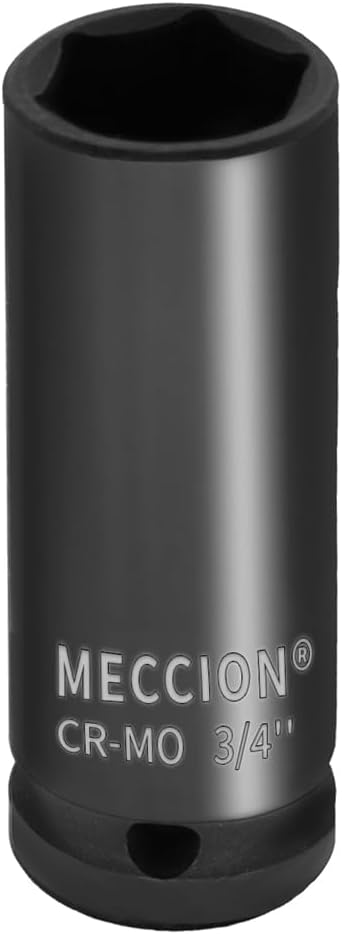 Meccion 1/2 Inch Drive Impact Socket 3/4 inch SAE, 6 Point Cr-Mo Deep Impact Socket, 78mm Length