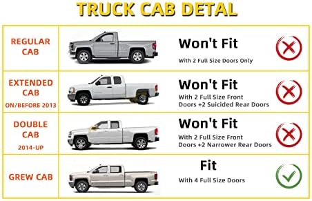 Window Visor Rain Guards Compatible with 2014-2018 Chevy Silverado/GMC Sierra Crew Cab Window Wind Deflectors Vent Visors Shades for Truck Accessories Tape-On Adhesive Mount