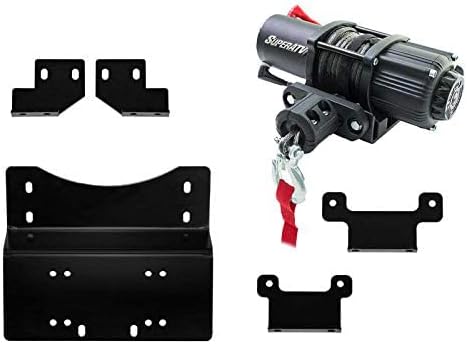 SuperATV Black Ops 3500 lb Winch with Winch Mounting Plate for 2014+ Honda Pioneer 700 / Honda Pioneer 700-4 | Complete Winch Kit Ready for Quick & Easy Install | Powder Coated Heavy Duty Steel Plate