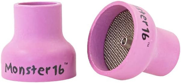 Monster #16 Ceramic Alumina TIG Cup Gas Nozzle for Welding Torch, 1" Orifice x 1" Long - 2 Pack