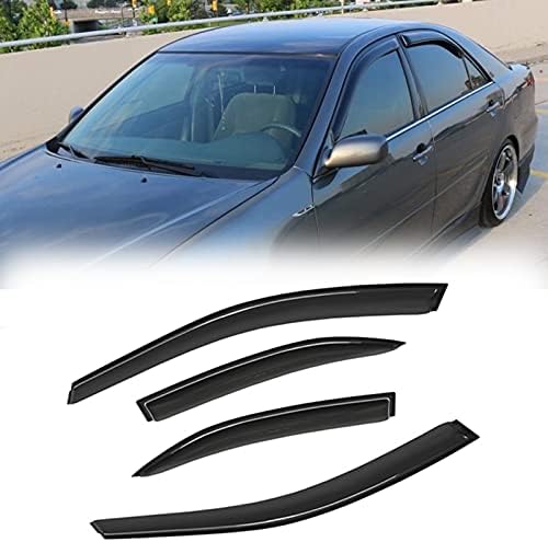 94236 Side Window Wind Vent Deflectors,4pcs Outside Mount Tape-On Dark Smoke Nice Sun Rain Guards Set,Window Visor fit for 2002-2006 Toyota Camry