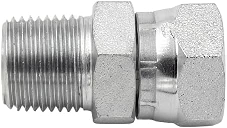 1/4" NPTF Male x 1/4" NPSM Female Swivel Hydraulic Steel Pipe Fitting Adapter | 1404-04-04