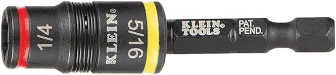 Klein Tools 32931 3-in-1 SAE Impact Socket Set, 1 Flip Socket with 1/4 and 5/16 Nut Driver Sizes and 1/4-Inch Bit Holder, Impact Rated 2-Inch Shaft