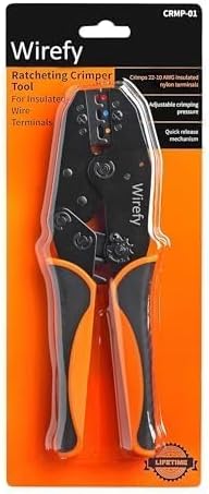 Wirefy Wire Crimping Tool for Insulated Connectors 22-10 AWG | Ratcheting Wire Crimper Tool | Crimp Pliers for Electrical Robust Terminal Crimper Connections