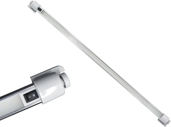 Raycharm Interior LED Ceiling Light 35.4" Compact Size, 6000K Cool-White Even Diffused Beam, 180° Rotating Versatile Mounting Feet, 12V/24V DC, Integrated On/Off Rocker Switch for RV Boat, 1-Pack