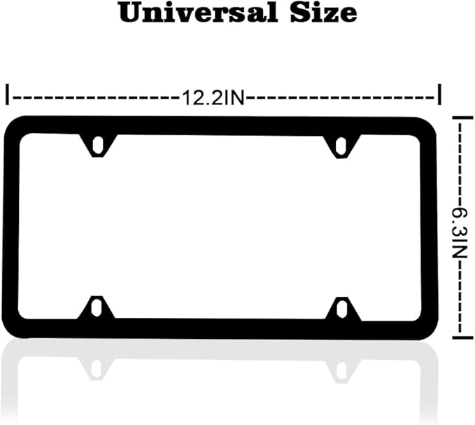 Matte Black License Plate Frames - 2 Pack Black Car Plate Frames, Universal Aluminum 4 Holes License Plate Frame for Front and Rear Car Tags.