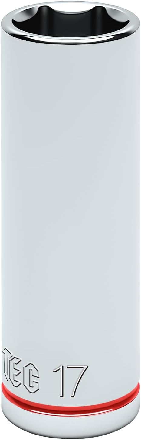 6-Point Deep Impact Socket, 3/8-Inch Drive 17mm inch Socket, CR-V Drive Socket for Auto Repairing and Household