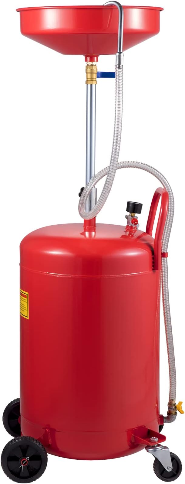 VEVOR 20-Gallon Waste Oil Drain Tank, Air Operated Portable Oil Drainer with Adjustable Funnel Height, Fluid Fuel Transfer Drainage with Wheels, Oil Change Container for Auto Repair Shops, Garages