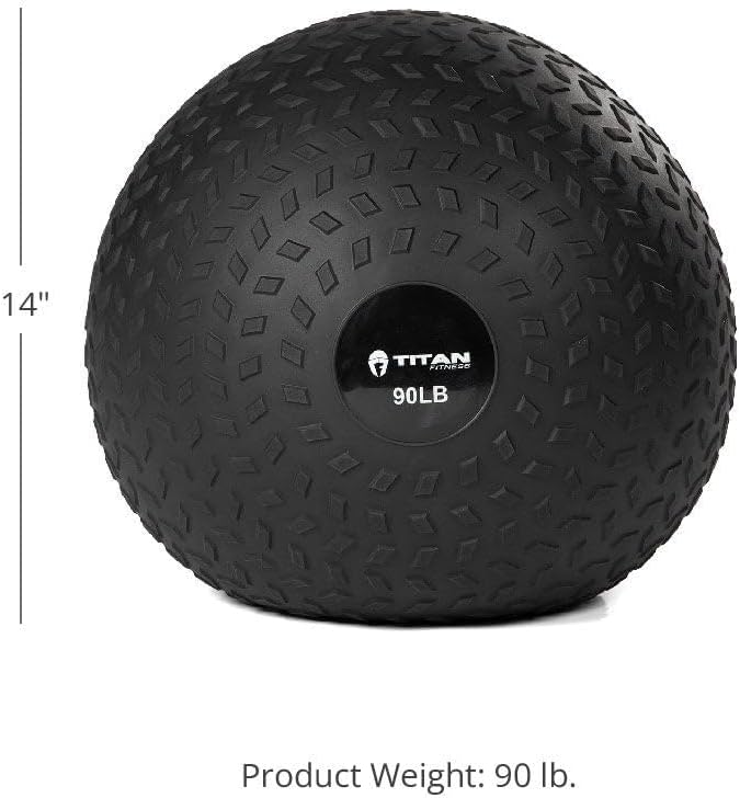 Titan Fitness Rubber Tread Slam Ball, Dead Bounce, Weight Workout - Throw, Catch, Slam, Twist