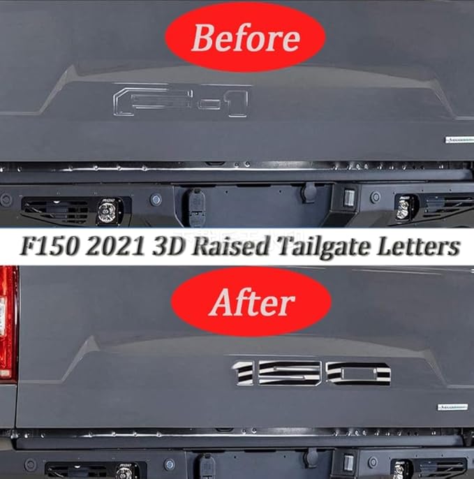 Tailgate Inserts Letters Compatible for 2021-2025 F15, 3D Raised & Strong Adhesive Decals Letters (Black American Flag)